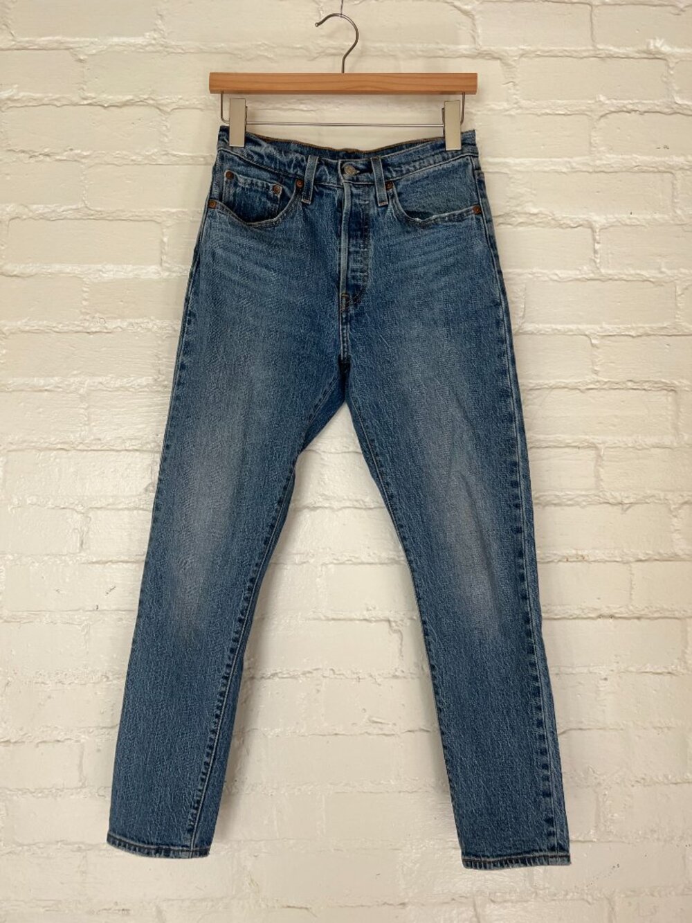 Levi's 501 S Skinny Women's Blue Denim Jeans W26 L28 Button Fly High Rise
